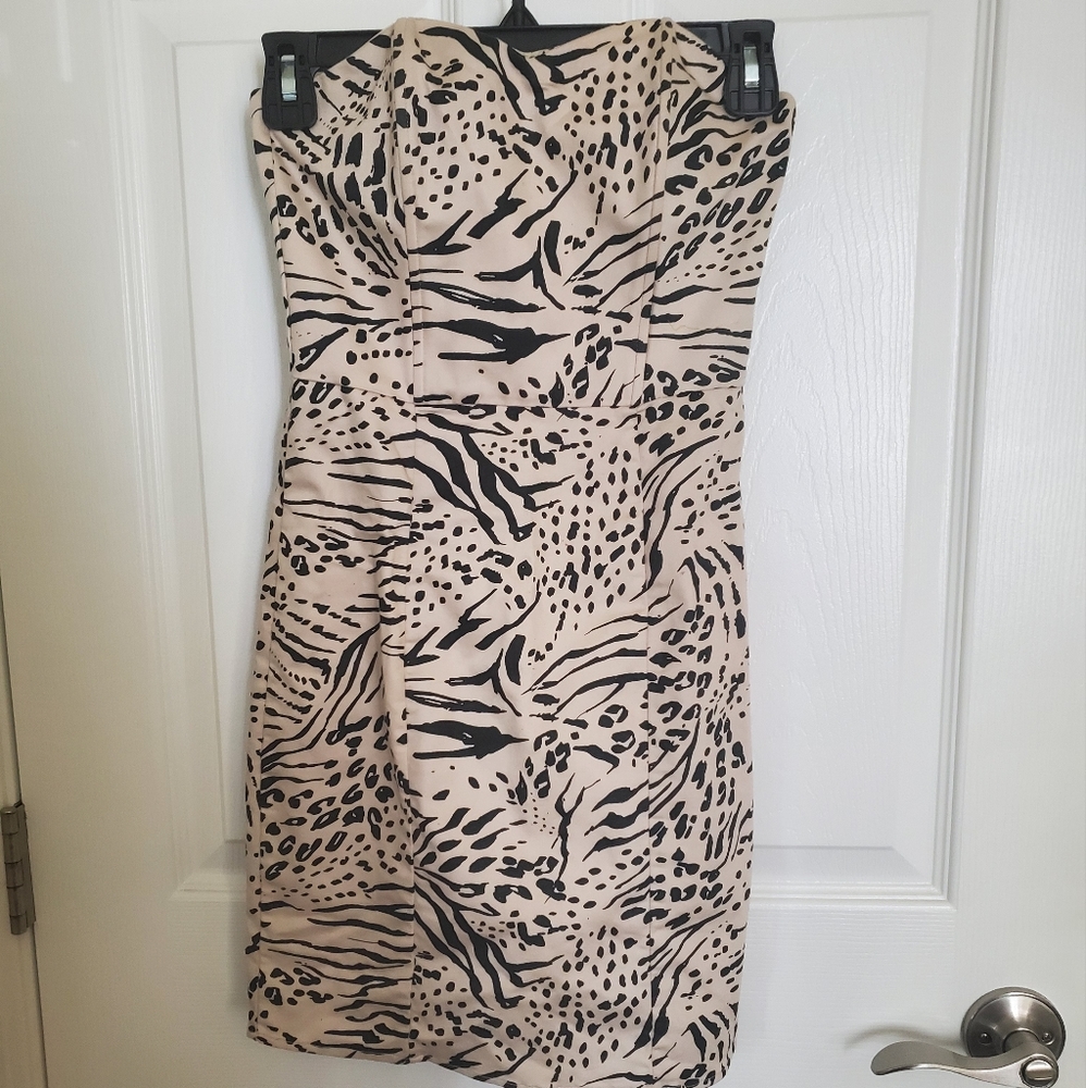 *H&M* Size 2- Animal print body con mini dress